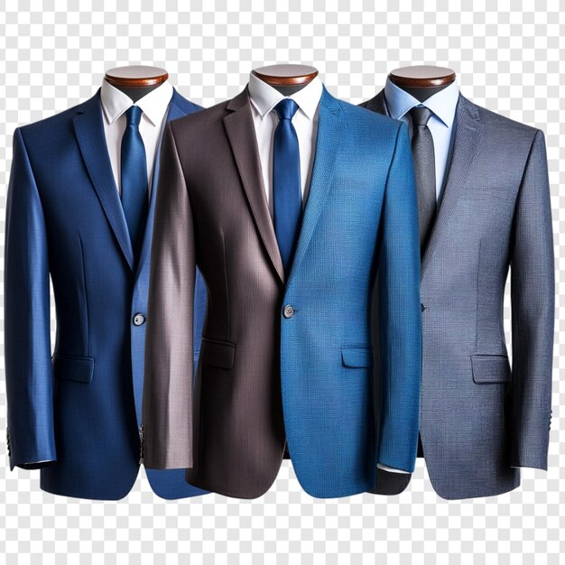 Tres elegantes trajes masculinos de diferentes colores perfectos para negocios o eventos formales telas y costura de alta calidad