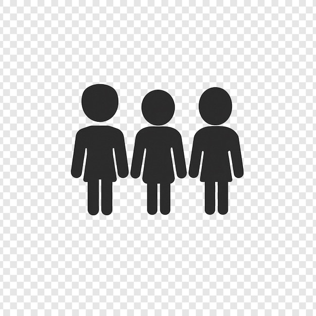 Tres figuras femeninas simples de pie juntas una representación visual de la unidad, el trabajo en equipo y la hermandad