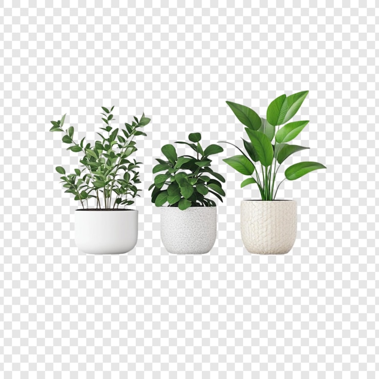 PSD gratuito tres plantas en maceta un jardín interior sereno