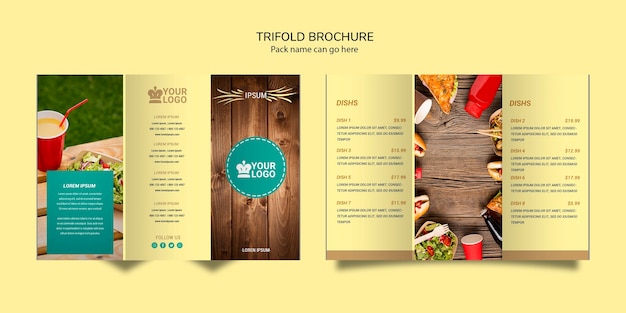 Gratis PSD trifold brochure restaurant eten menu