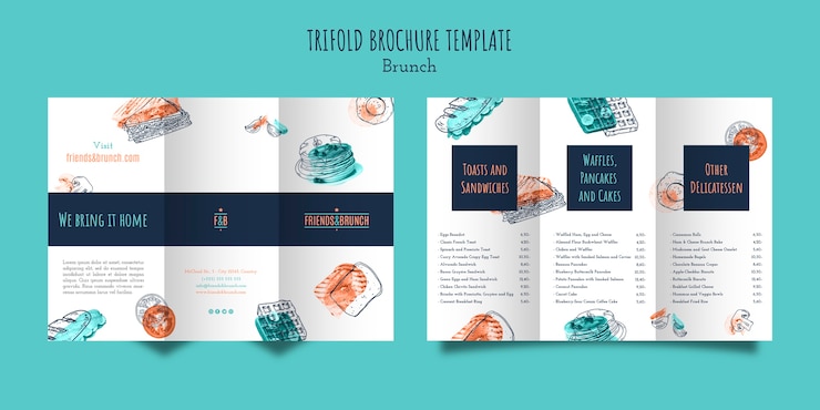 PSD Gratis trifold brochure template for brunch restaurant