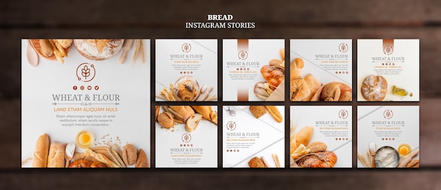 PSD gratuito trigo y harina pan instagram posts