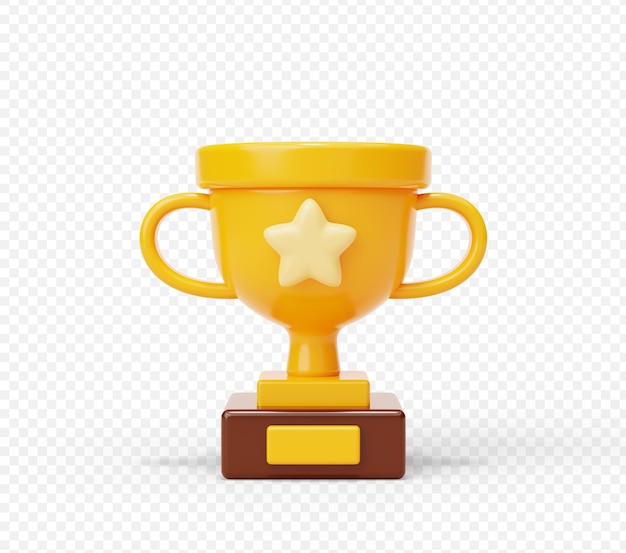Un trofeo amarillo con una estrella en él.
