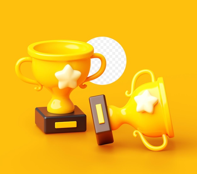 Trofeo de Oro con fondo de ilustración en 3D de la Estrella