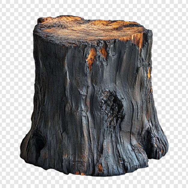 Un tronco de árbol carbonizado Una madera rústica y texturizada