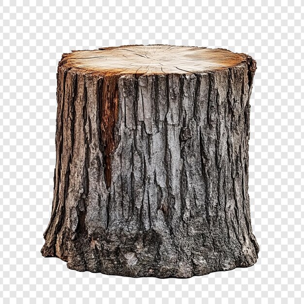 Un tronco de árbol desgastado que muestra la textura de la corteza y el grano de madera aislados en un fondo transparente Ideal para proyectos de diseño