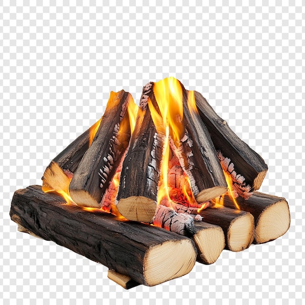 Los troncos de la chimenea de fuego proporcionan calor y comodidad