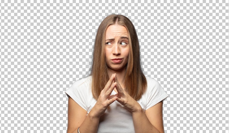 Gratis PSD trotsch, boosaardig en arrogant voelen terwijl je een kwaad plan bedenkt of aan een truc denkt
