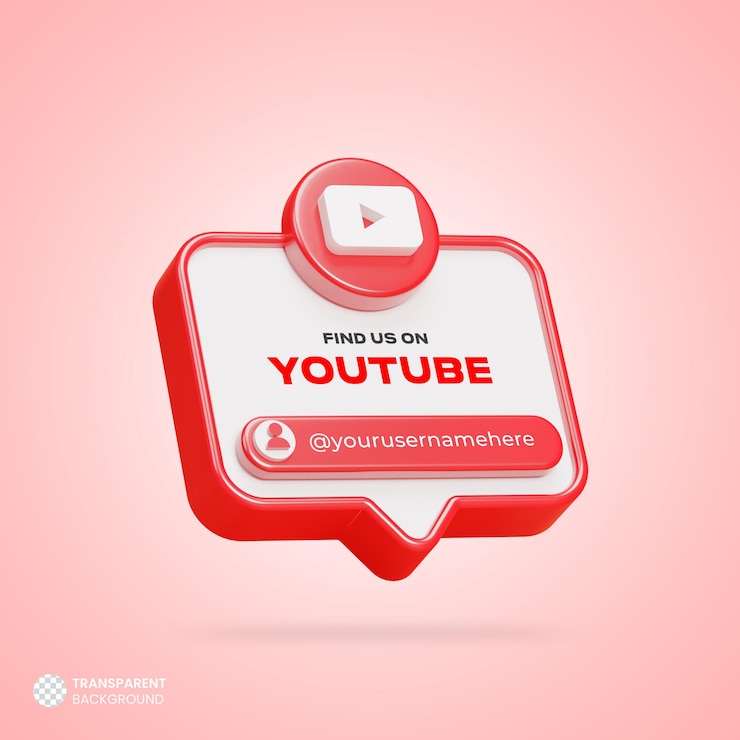 PSD gratuito trovaci sul banner di rendering 3d dei social media di youtube