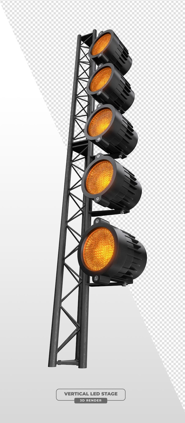 PSD gratuito truss de escenario inclinado con focos de ámbar en renderización 3d