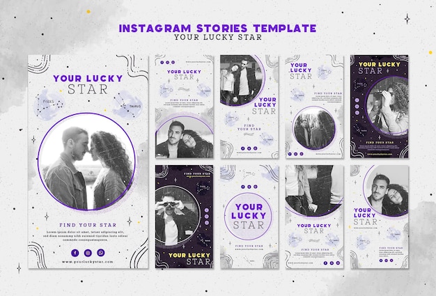 PSD gratuito tu plantilla de historias de instagram de lucky star