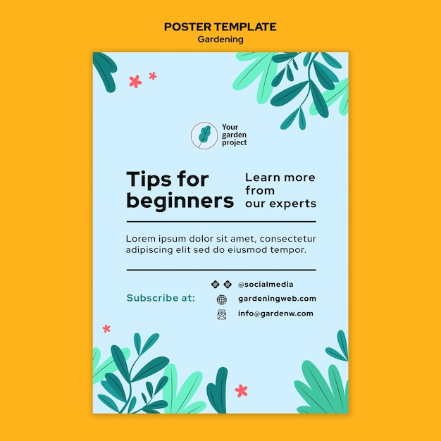 Gratis PSD tuintips voor beginners postersjabloon