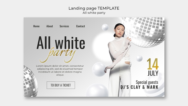 PSD gratuito tutto il design del modello di festa bianca