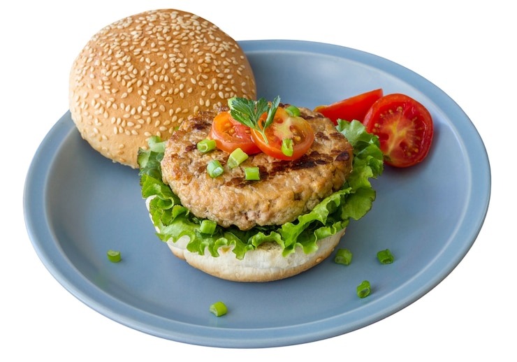 PSD Gratis tutup pada hamburger terisolasi