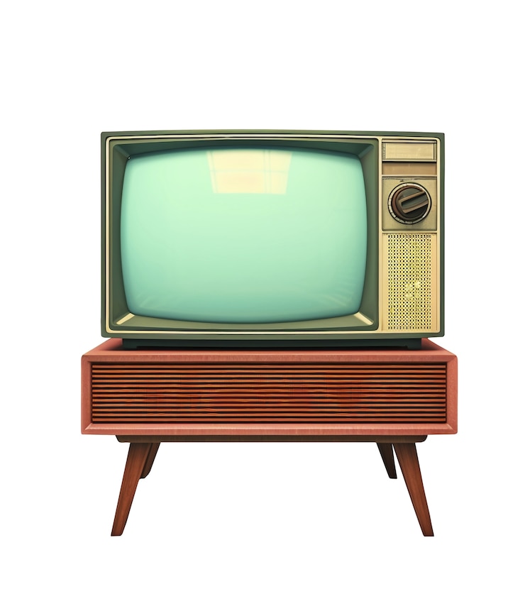 PSD gratuito tv d'epoca isolata