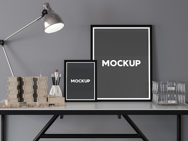 Gratis PSD twee frames op een bureaublad mock up ontwerp