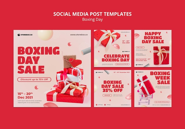 Gratis PSD tweede kerstdag instagram posts ingesteld