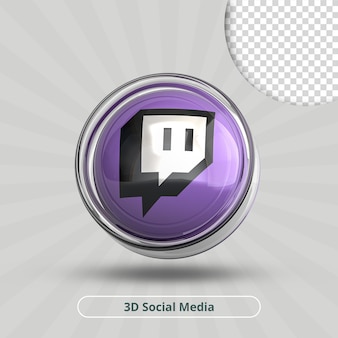 Twitch glas pictogram 3d render downloaden