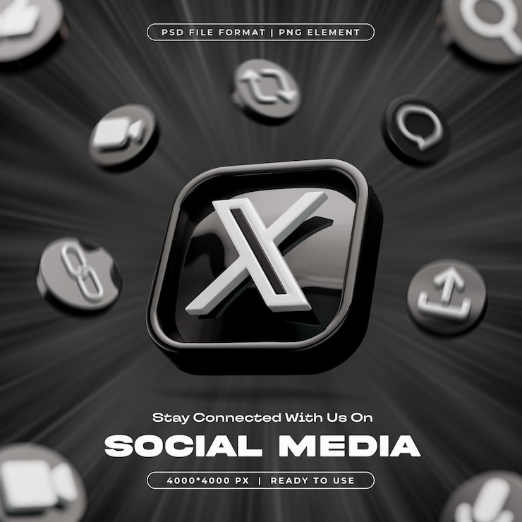 PSD gratuito twitter glossy logo e notification post reaction icon isolate