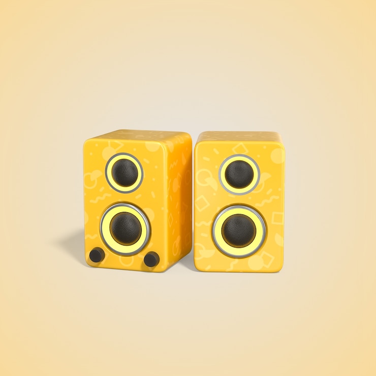 PSD Gratis two yellow 3d cartoon speakers