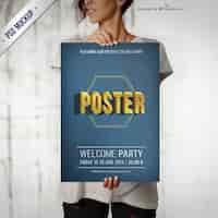 Gratis PSD typografische partij poster mockup