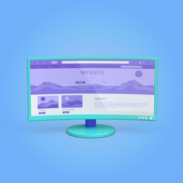 PSD gratuito ui progettazione del sito web su un monitor di computer