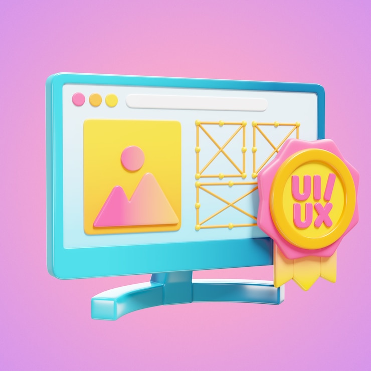 Gratis PSD ui ux ontwerpconcept op computerscherm