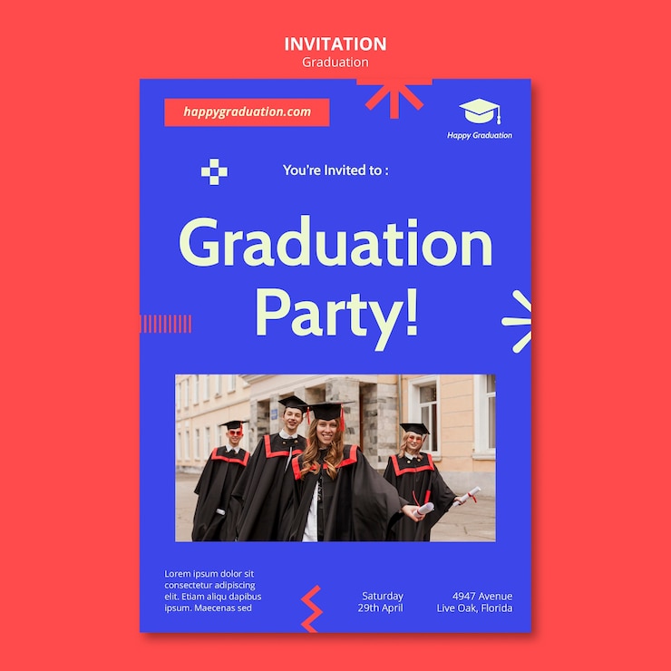 Gratis PSD uitnodigingssjabloon voor diploma-uitreiking