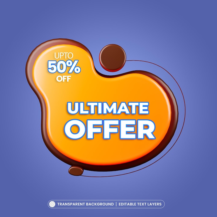 PSD Gratis ultimate offer 3d promotion banner with editable text