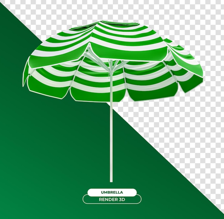 PSD gratuito umbrellone bianco e verde realistico su sfondo trasparente