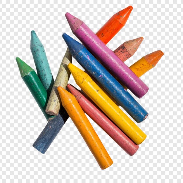 Un colorato gruppo di pastelli di colore ben usati