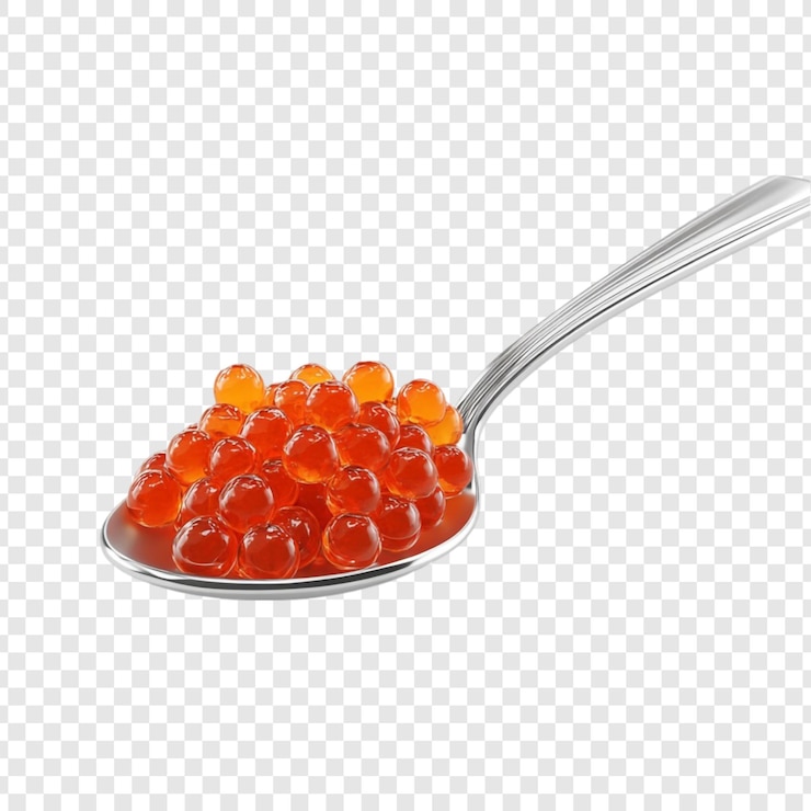 PSD gratuito un cucchiaio di lussuoso caviale rosso, una prelibatezza apprezzata per il suo ricco sapore e il suo colore vibrante