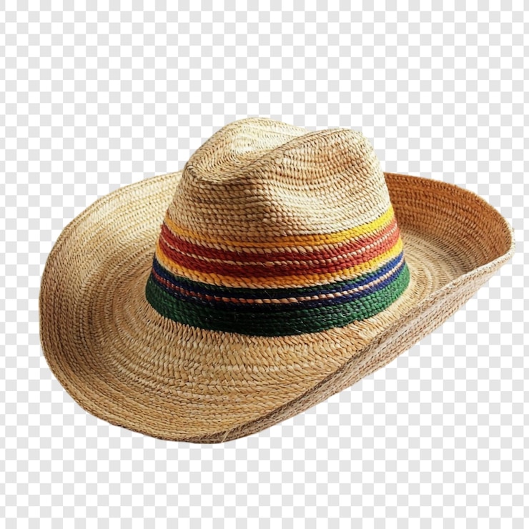 PSD gratuito un elegante cappello da cowboy di paglia con una fascia colorata perfetto per la protezione solare estiva un accessorio di moda per uomini e donne