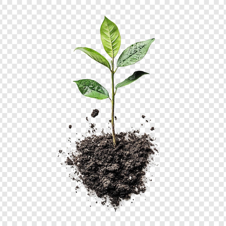 PSD gratuito un giovane germoglio emerge dalla terra simboleggiando la crescita di una nuova vita e il potenziale per un futuro fiorente, una testimonianza della resistenza e della bellezza della natura.