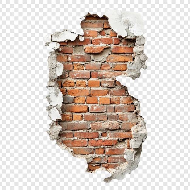 Un muro di mattoni strappato che mostra la sua età e la consistenza intemperata sottostante