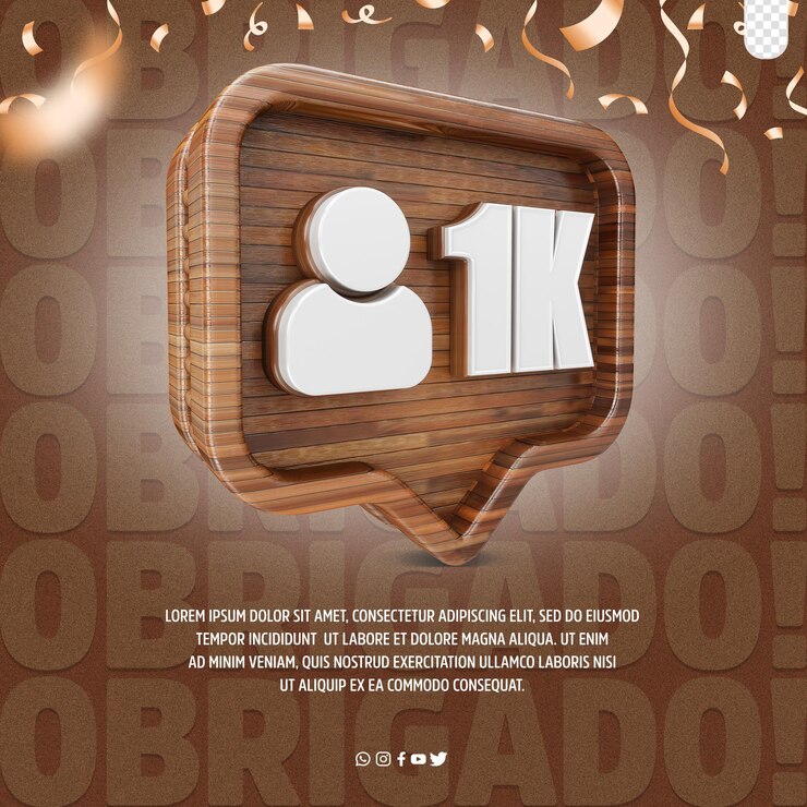 PSD gratuito un poster per un evento di social media con le parole 1k su di esso 3d logo 1k follower