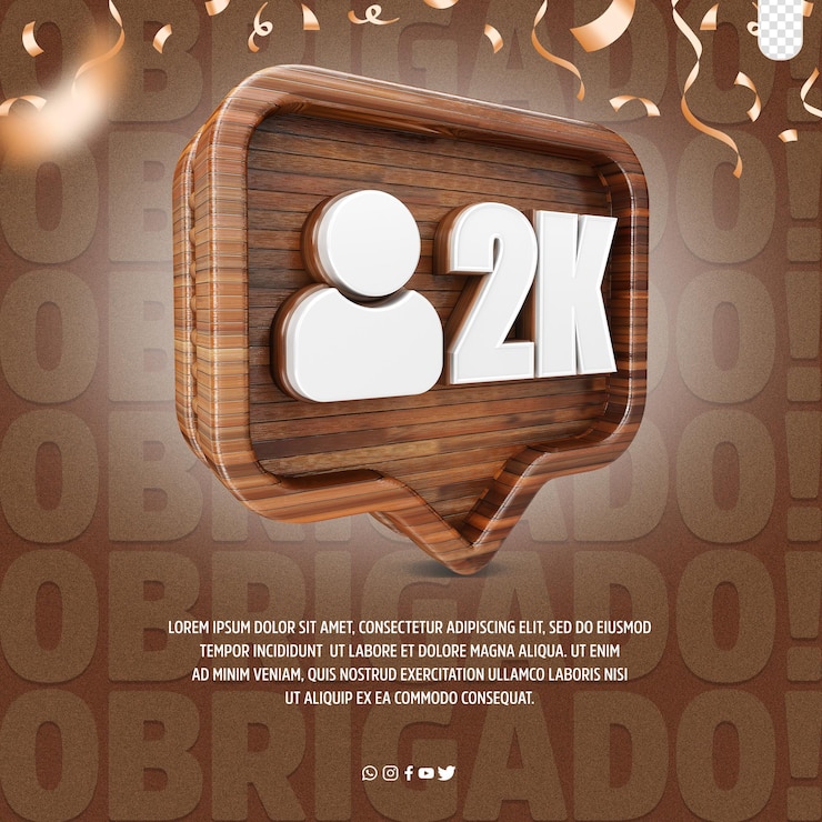 PSD gratuito un poster per un evento di social media con le parole 2k su di esso 3d logo 2k follower