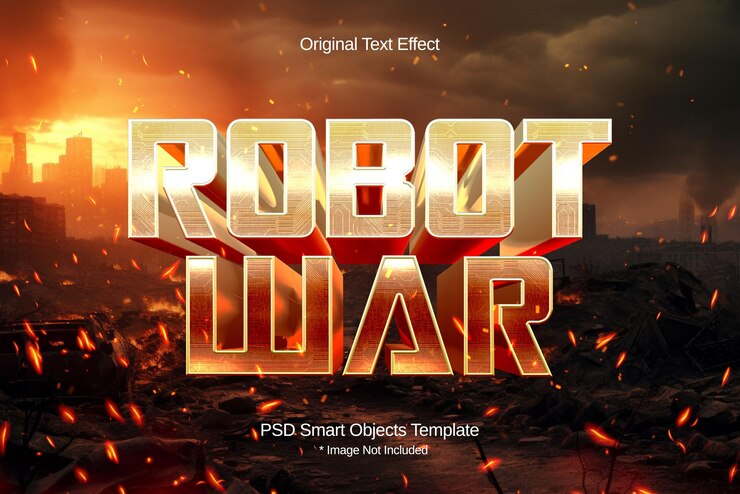PSD gratuito un poster per un robot dal titolo del titolo