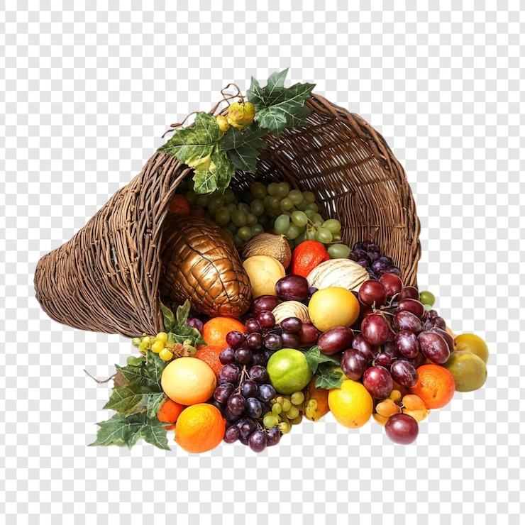 PSD gratuito un raccolto abbondante un corno di abbondanza traboccante con la ricchezza dell'autunno