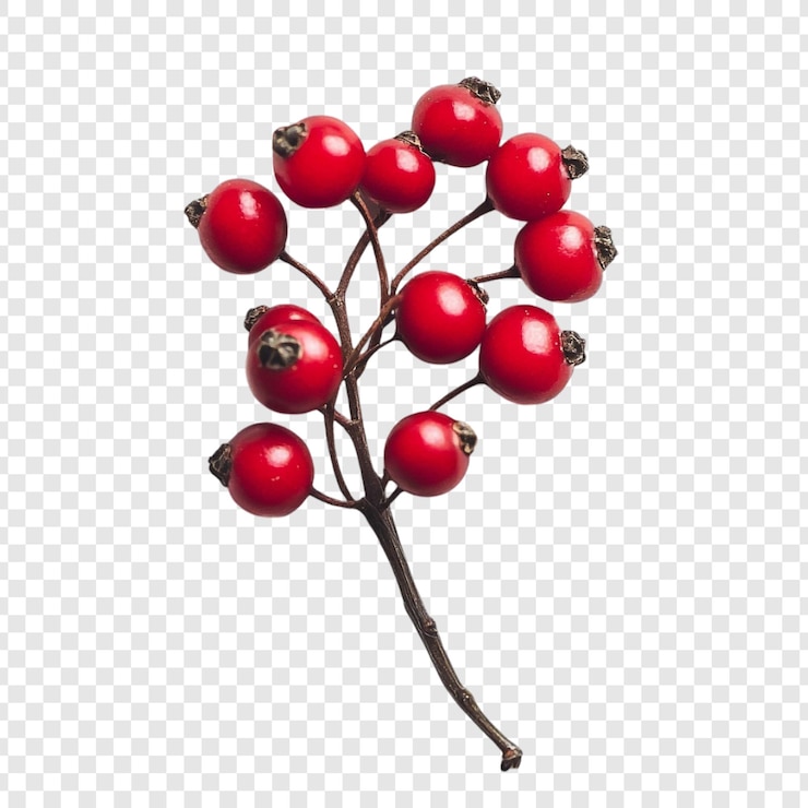 PSD gratuito un ramo di bacche rosse vibrante isolato su uno sfondo bianco