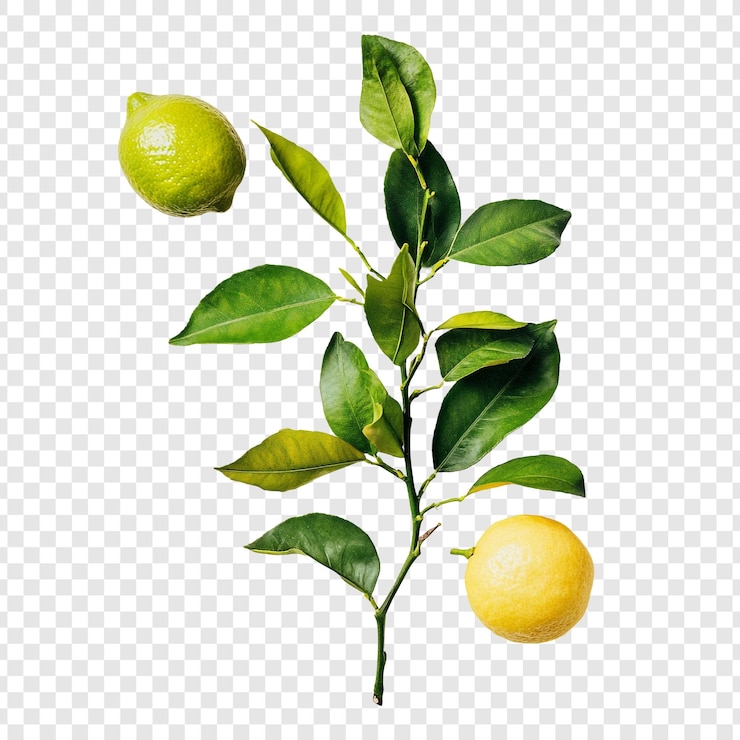 PSD gratuito un ramo di limone vivace con foglie verdi e agrumi maturi