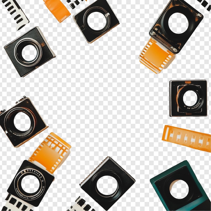 PSD gratuito un telaio per fotocamera d'epoca una collezione fotografica nostalgica
