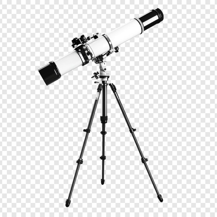 PSD gratuito un telescopio a rifrazione su treppiede che esplora il cosmo