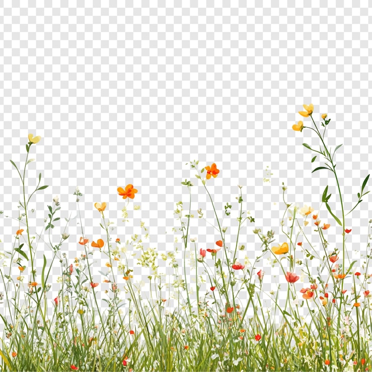 PSD gratuito un vivace prato di fiori selvatici, un panorama primaverile