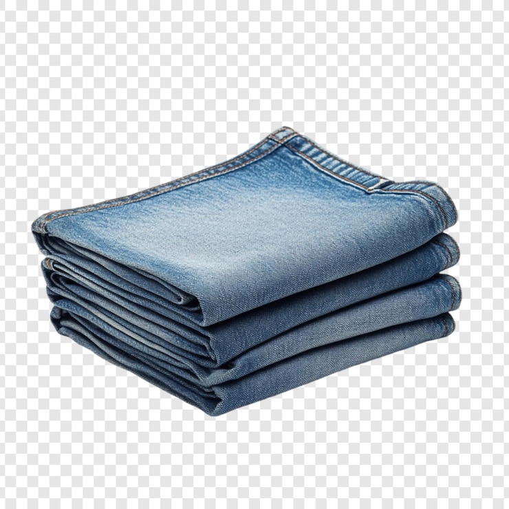 PSD gratuito una pila di jeans blu chiaro piegati