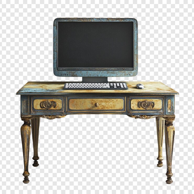 PSD gratuito una scrivania antica con un computer moderno una miscela di vecchio e nuovo