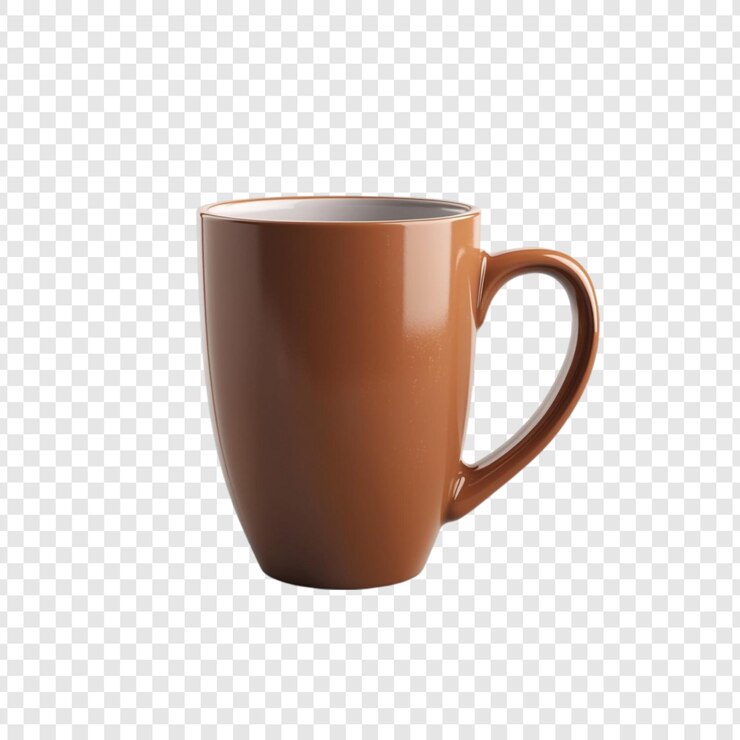 PSD gratuito una tazza di ceramica marrone di design semplice isolata su uno sfondo trasparente
