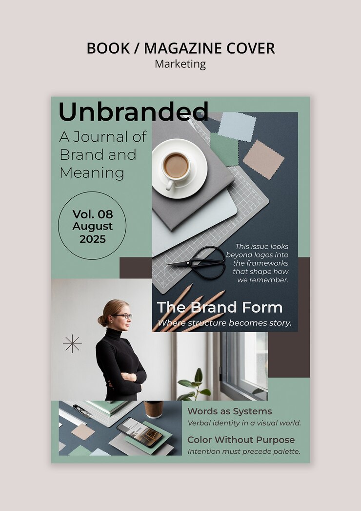 PSD gratuito unbranded magazine cover for marketing journal template