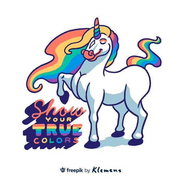 Unicornio fabuloso dibujado a mano