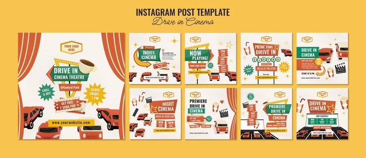 PSD gratuito unidad de diseño plano en plantilla de cine